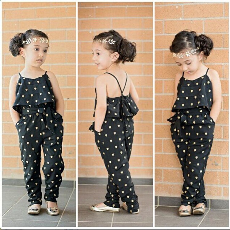 Fashion Summer Kids Girls Clothing Sets Cotton Sleeveless Polka Dot Strap Girls Jumpsuit Clothes Sets Outfits Children Suits