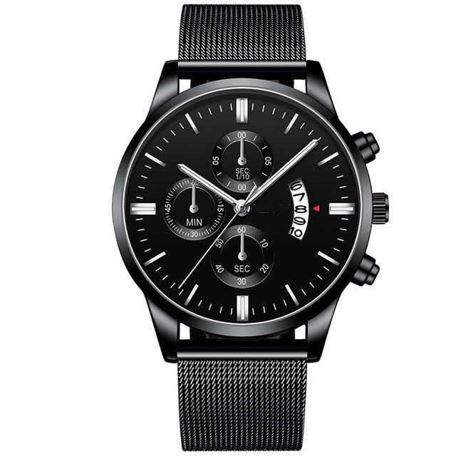 Mens Business Luxury Watches For Men Mesh Band Quartz Watch