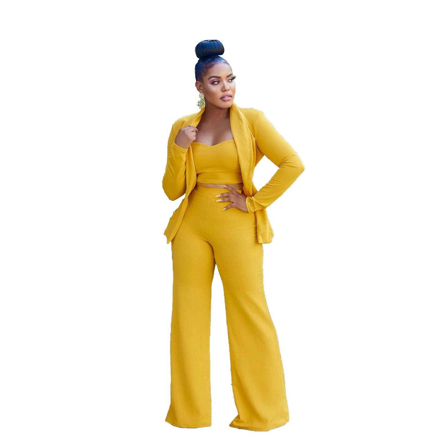 Women's Solid Color Trousers Three-piece Suit