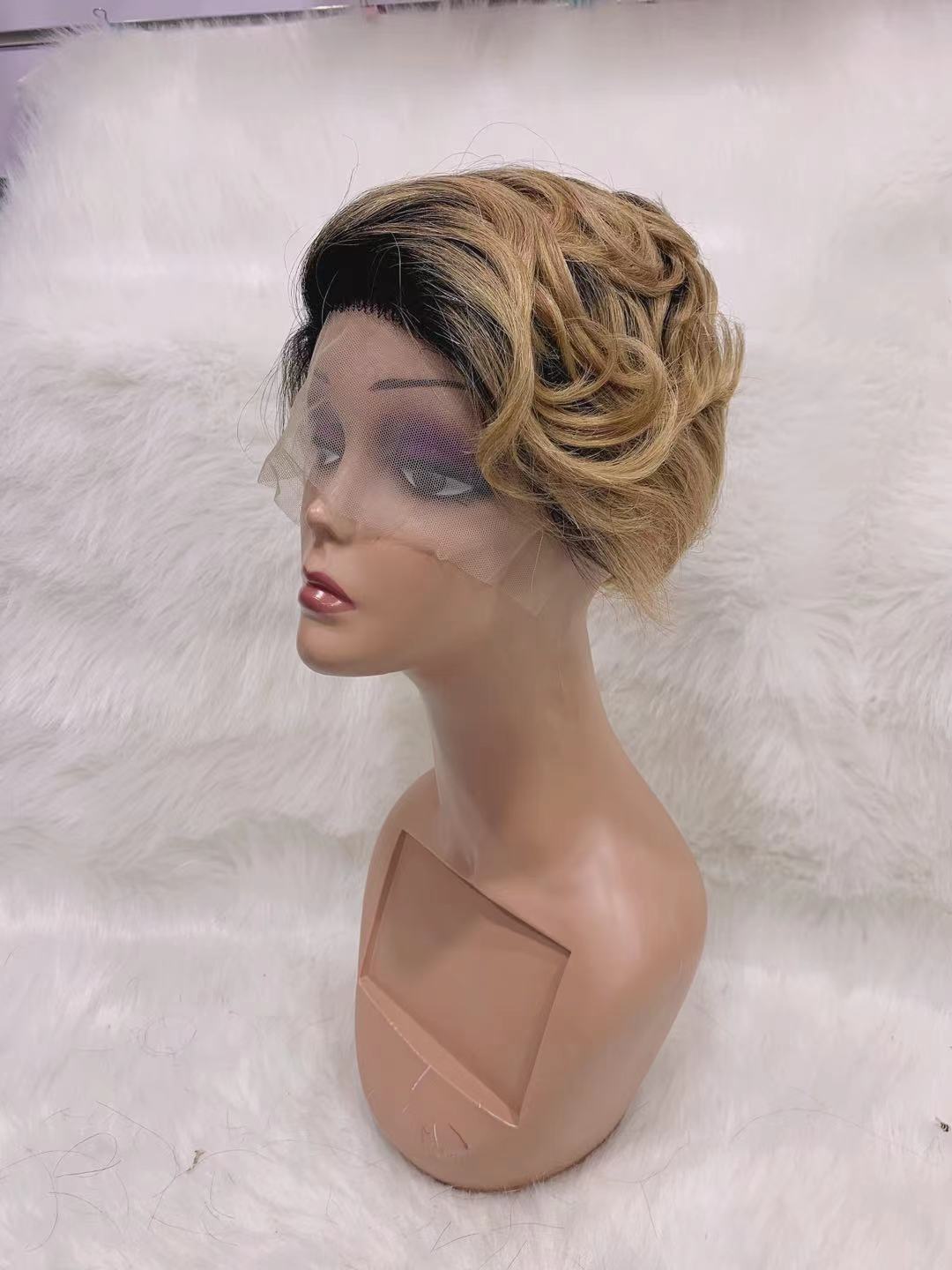 T-shaped Bob Head Wizard Cut Wig Can Be Hot Dyed