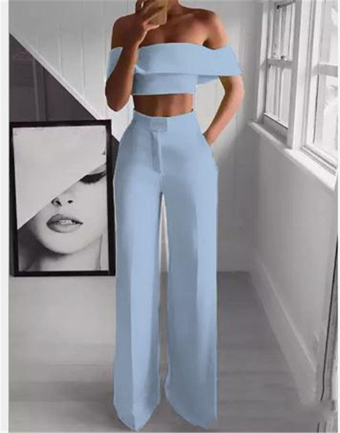 Amazon Sexy Top And Trousers Ladies Two-piece Set Women Lady