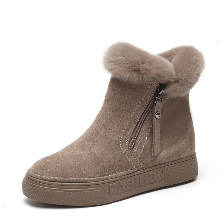 Winter Boots Warm Suede Leather Boots Women Shoes Wedges Non-slip Women Boots