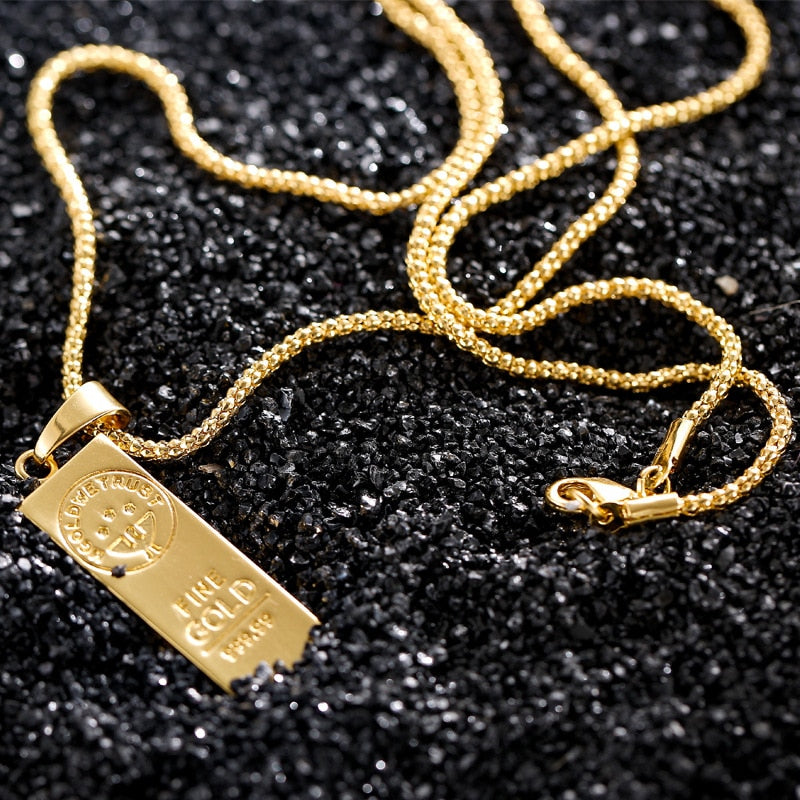 Fooderwerk Jewelry Stainless Steel Hot MGOLD WE TRUST Australia Gold Color Bars Pendant Men Necklace Hip Hop Jewelry