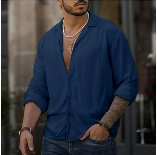 Fashion Trendy Men's Long-sleeved Shirt Loose