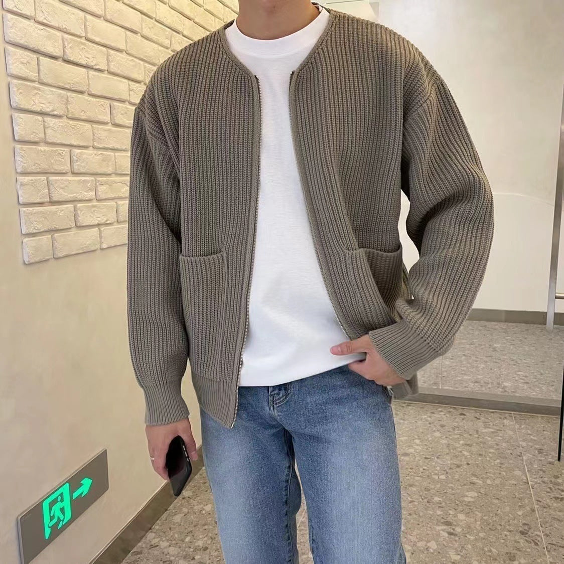 Fashion Trendy Ins Trendy Knitted Cardigan Men's Sweater