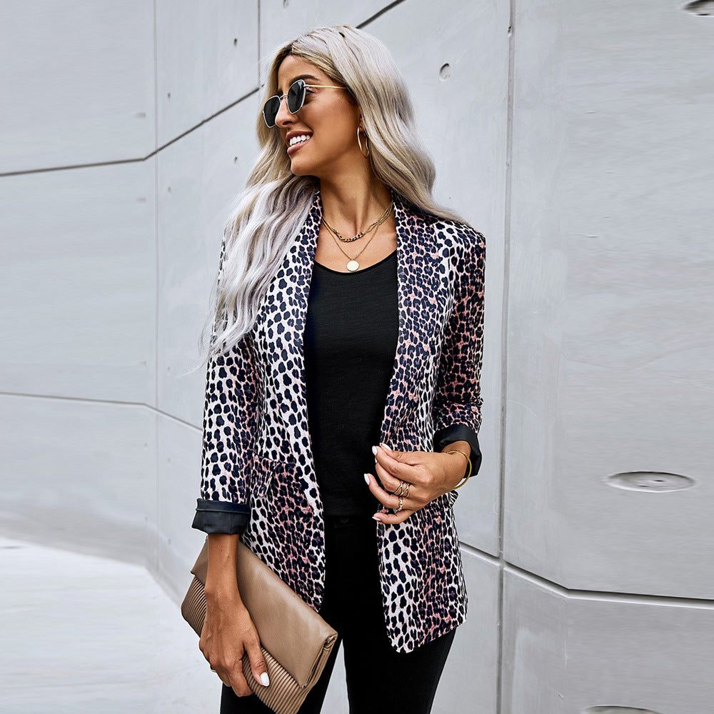 Leopard Print Small Suit Jacket Women