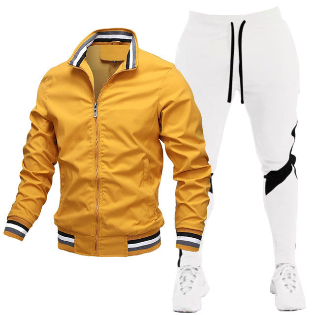 Street Running Sports Teen Jacket Stitching Printing Sweatpants Suit