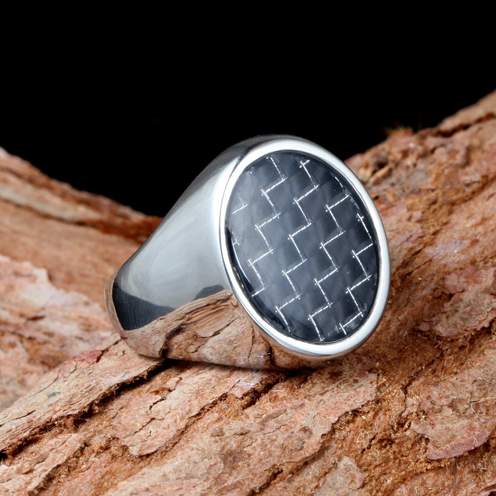 Popular Retro Carbon Fiber Titanium Steel Rings For Men And Women