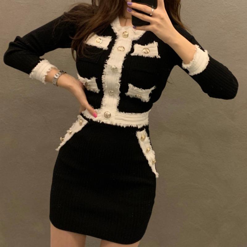 Women's Knitted Sweater Skirt Two-piece Set