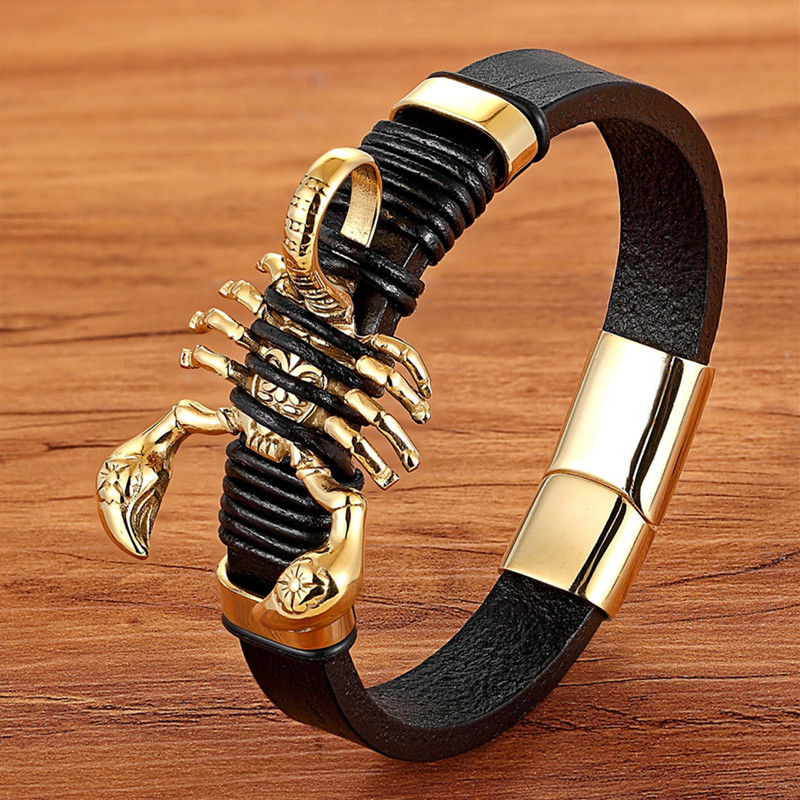Scorpion Bracelet Leather Woven Bracelet Men