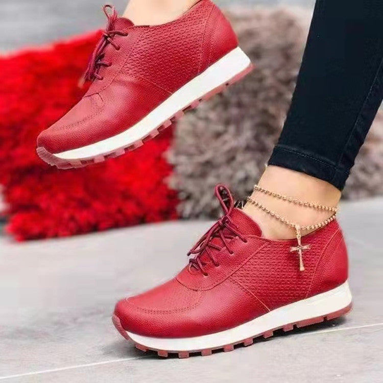 Women Sneakers Casual Running Sports Shoes Lace-up Flat Shoes