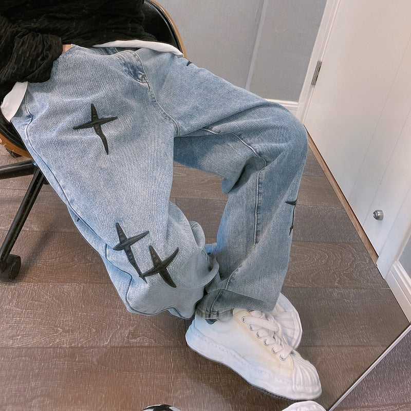 Spring And Autumn Fashion Casual Men's Nine Point Jeans