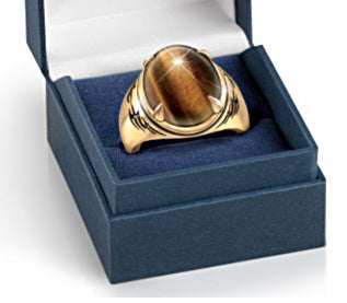 24K Gold Plated Natural Real Tigereye Ring