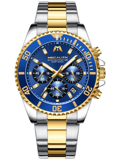 MEGALITH Luxury Mens Watches Sports Chronograph Waterproof Analog Date Quartz Watch Men Top Brand Full Steel Wrist Watches Clock - isobougie