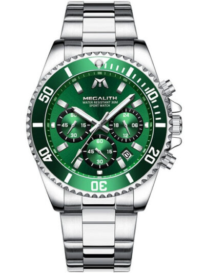 MEGALITH Luxury Mens Watches Sports Chronograph Waterproof Analog Date Quartz Watch Men Top Brand Full Steel Wrist Watches Clock - isobougie